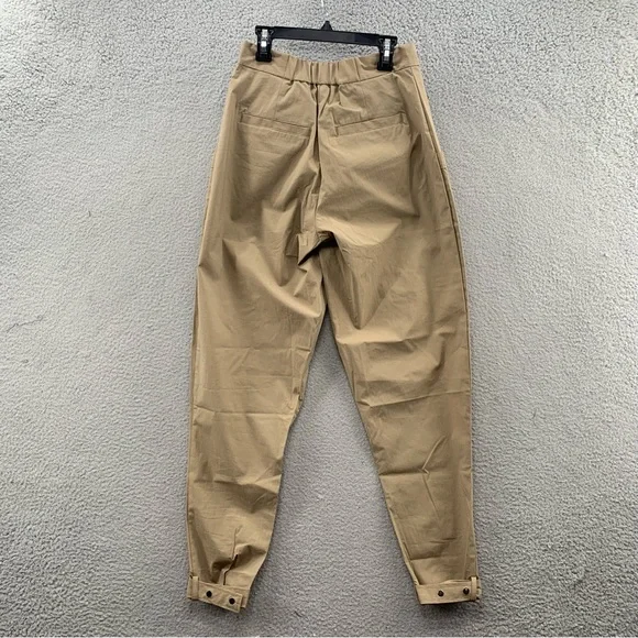 Gentle-Herd Pants NWOT Khaki Beige Pleated Tapered Stretch Cargo Ankle Strap S - Picture 12 of 12